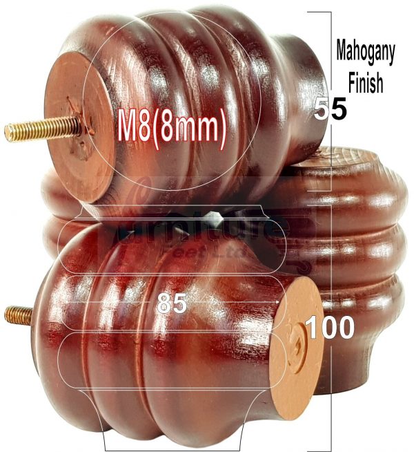 4x Solid Wood Turned Furniture Feet Sofa Legs 100mm High for Chairs, Settees M8 - Image 18