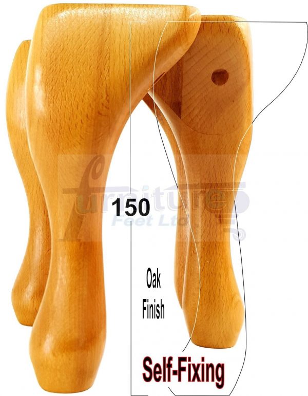 4x Solid Wooden Queen Anne Furniture Feet 150mm High Sofa Chair Beds (Self-Fix) - Image 24
