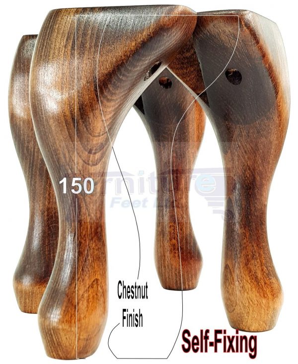 4x Solid Wooden Queen Anne Furniture Feet 150mm High Sofa Chair Beds (Self-Fix) - Image 41