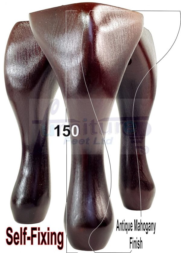 4x Solid Wooden Queen Anne Furniture Feet 150mm High Sofa Chair Beds (Self-Fix) - Image 38