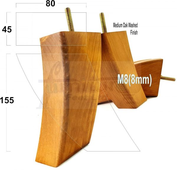 4x TAPERED WOOD SETTEE LEGS 155mm High SOFA REPLACEMENT FURNITURE FEET M8(8mm) - Image 20