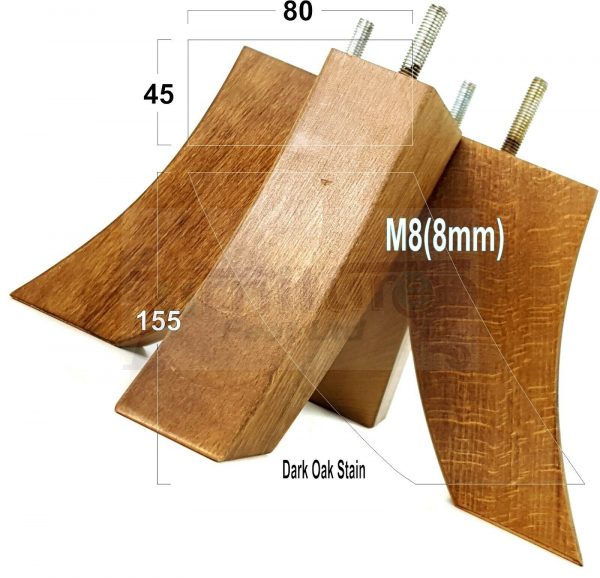 4x TAPERED WOOD SETTEE LEGS 155mm High SOFA REPLACEMENT FURNITURE FEET M8(8mm) - Image 17