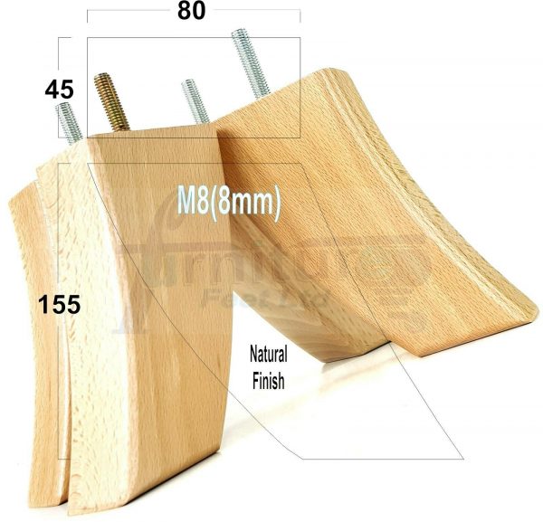 4x TAPERED WOOD SETTEE LEGS 155mm High SOFA REPLACEMENT FURNITURE FEET M8(8mm) - Image 22