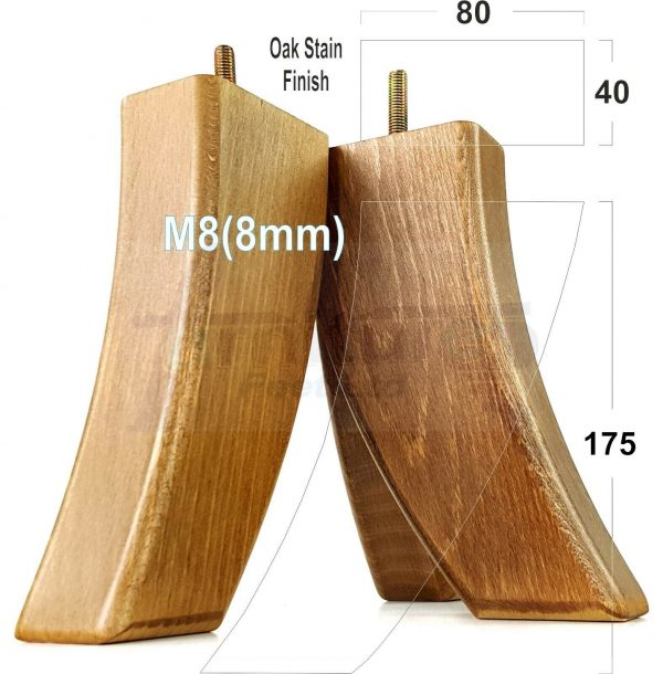 4x TAPERED WOOD SETTEE LEGS 175mm High SOFA REPLACEMENT FURNITURE FEET M8(8mm) - Image 15