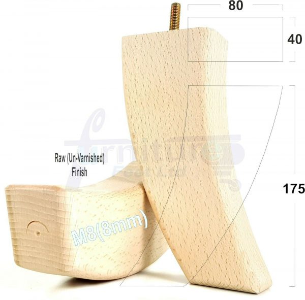 4x TAPERED WOOD SETTEE LEGS 175mm High SOFA REPLACEMENT FURNITURE FEET M8(8mm) - Image 21