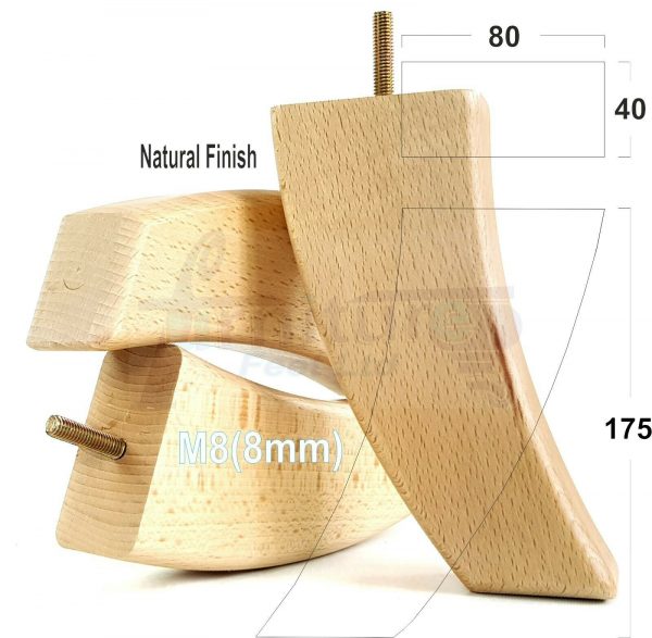4x TAPERED WOOD SETTEE LEGS 175mm High SOFA REPLACEMENT FURNITURE FEET M8(8mm) - Image 20