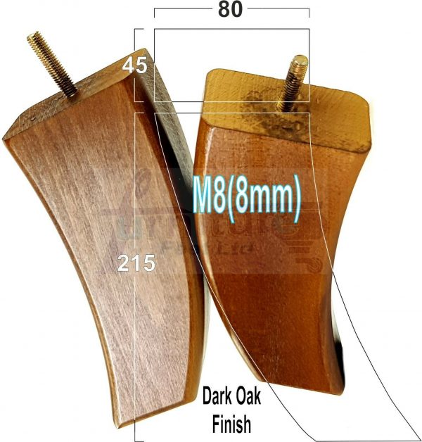 4x TAPERED WOOD SETTEE LEGS 215mm High SOFA REPLACEMENT FURNITURE FEET M8(8mm) - Image 13