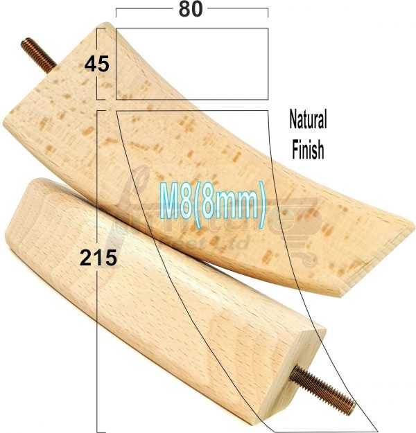 4x TAPERED WOOD SETTEE LEGS 215mm High SOFA REPLACEMENT FURNITURE FEET M8(8mm) - Image 20
