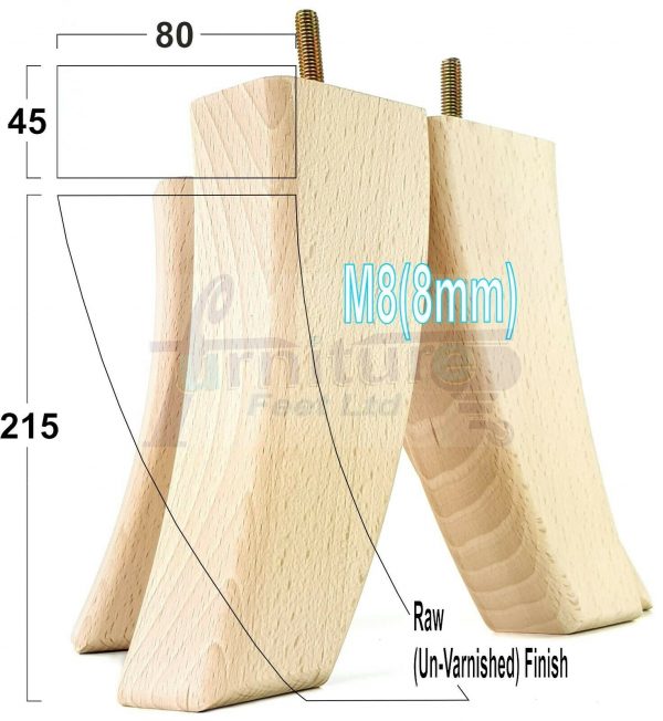 4x TAPERED WOOD SETTEE LEGS 215mm High SOFA REPLACEMENT FURNITURE FEET M8(8mm) - Image 21