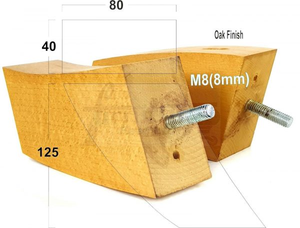 4x TAPERED WOODEN SOFA LEGS 125mm High CHAIR REPLACEMENT FURNITURE FEET M8(8mm) - Image 22