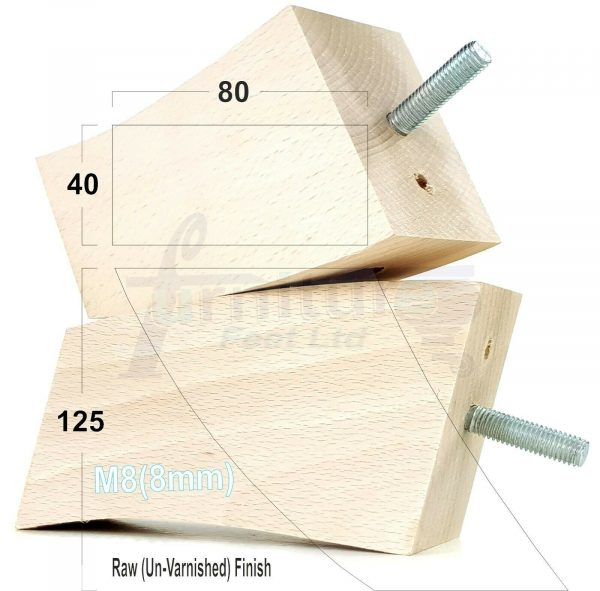 4x TAPERED WOODEN SOFA LEGS 125mm High CHAIR REPLACEMENT FURNITURE FEET M8(8mm) - Image 21
