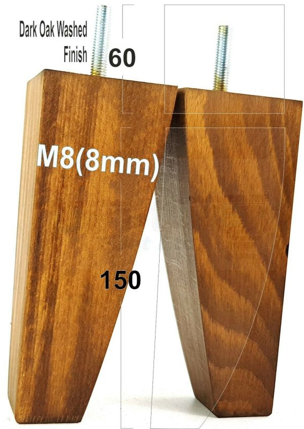 4x TAPERED WOODEN SOFA LEGS 150mm High CHAIR REPLACEMENT FURNITURE FEET M8(8mm) - Image 15