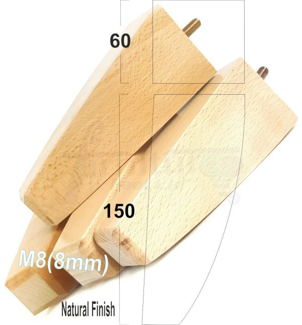 4x TAPERED WOODEN SOFA LEGS 150mm High CHAIR REPLACEMENT FURNITURE FEET M8(8mm) - Image 23