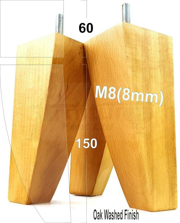 4x TAPERED WOODEN SOFA LEGS 150mm High CHAIR REPLACEMENT FURNITURE FEET M8(8mm) - Image 27