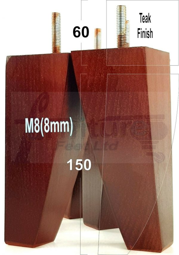 4x TAPERED WOODEN SOFA LEGS 150mm High CHAIR REPLACEMENT FURNITURE FEET M8(8mm) - Image 28