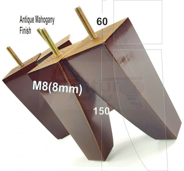 4x TAPERED WOODEN SOFA LEGS 150mm High CHAIR REPLACEMENT FURNITURE FEET M8(8mm) - Image 22
