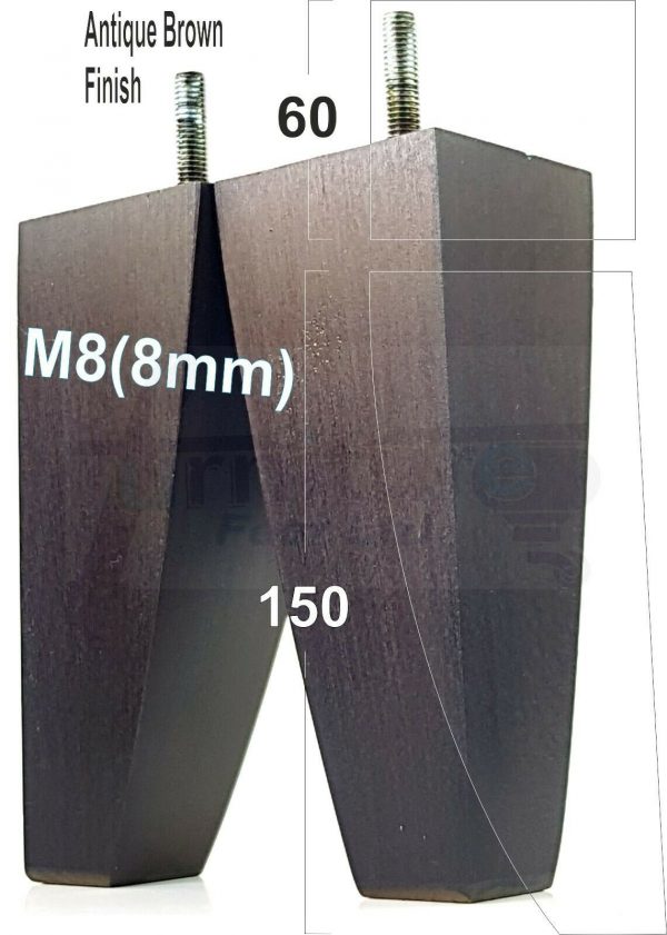 4x TAPERED WOODEN SOFA LEGS 150mm High CHAIR REPLACEMENT FURNITURE FEET M8(8mm) - Image 10