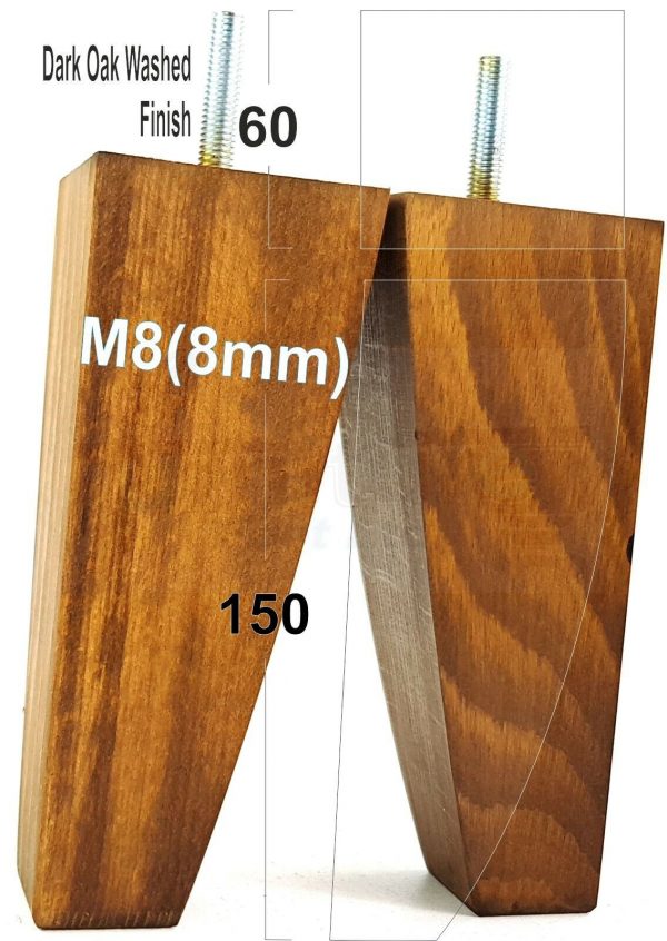 4x TAPERED WOODEN SOFA LEGS 150mm High CHAIR REPLACEMENT FURNITURE FEET M8(8mm) - Image 17