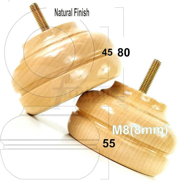 4x TURNED BUN SOFA LEG 55mm High CHAIR REPLACEMENT SETTEE FURNITURE FEET M8(8mm) - Image 23
