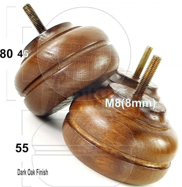 4x TURNED BUN SOFA LEG 55mm High CHAIR REPLACEMENT SETTEE FURNITURE FEET M8(8mm) - Image 14