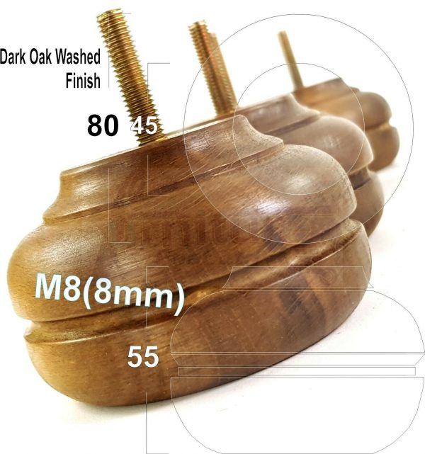 4x TURNED BUN SOFA LEG 55mm High CHAIR REPLACEMENT SETTEE FURNITURE FEET M8(8mm) - Image 15