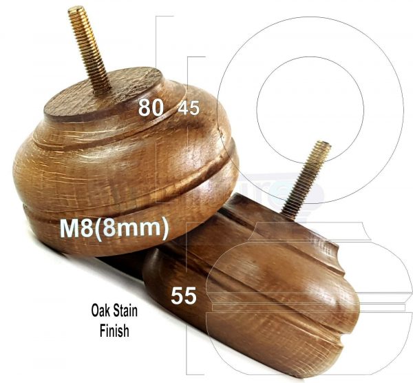 4x TURNED BUN SOFA LEG 55mm High CHAIR REPLACEMENT SETTEE FURNITURE FEET M8(8mm) - Image 16