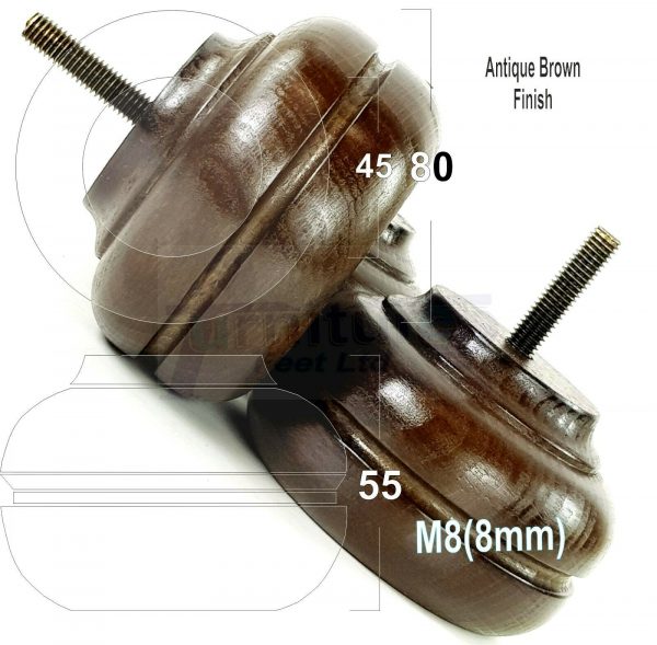 4x TURNED BUN SOFA LEG 55mm High CHAIR REPLACEMENT SETTEE FURNITURE FEET M8(8mm) - Image 10