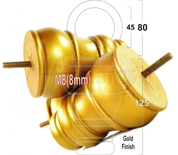 4x TURNED WOOD FURNITURE CHAIR LEGS M8(8mm) REPLACEMENT SETTEE FEET 125mm HIGH - Image 21