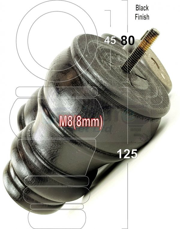 4x TURNED WOOD FURNITURE CHAIR LEGS M8(8mm) REPLACEMENT SETTEE FEET 125mm HIGH - Image 15