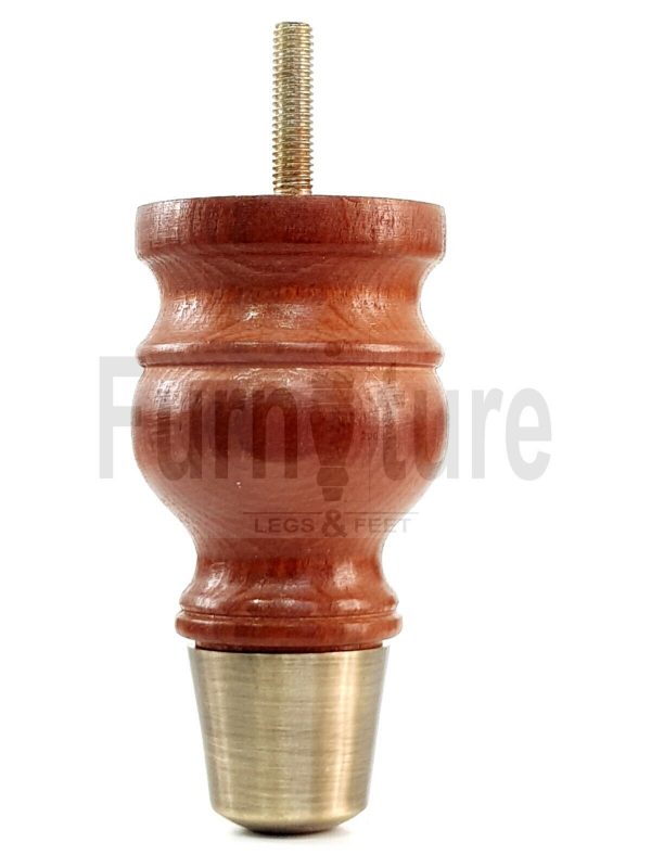4x Turned Wood Furniture Feet Brass Slipper Cup M8 Chair Sofa Settee Legs 110mm - Image 32