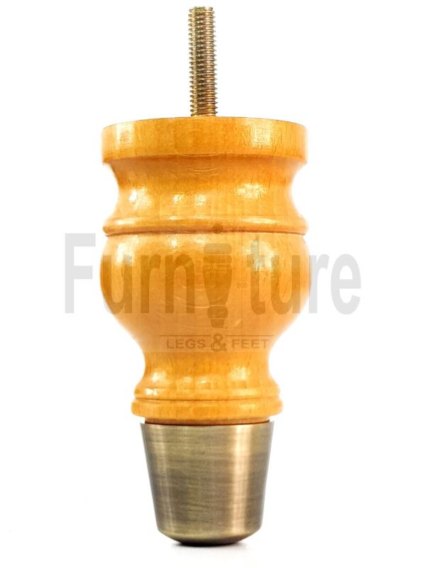 4x Turned Wood Furniture Feet Brass Slipper Cup M8 Chair Sofa Settee Legs 110mm - Image 18