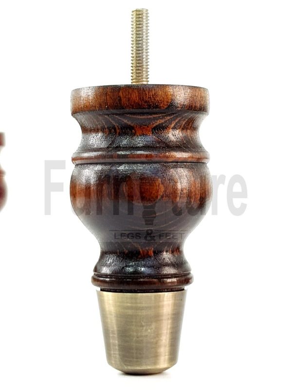 4x Turned Wood Furniture Feet Brass Slipper Cup M8 Chair Sofa Settee Legs 110mm - Image 17