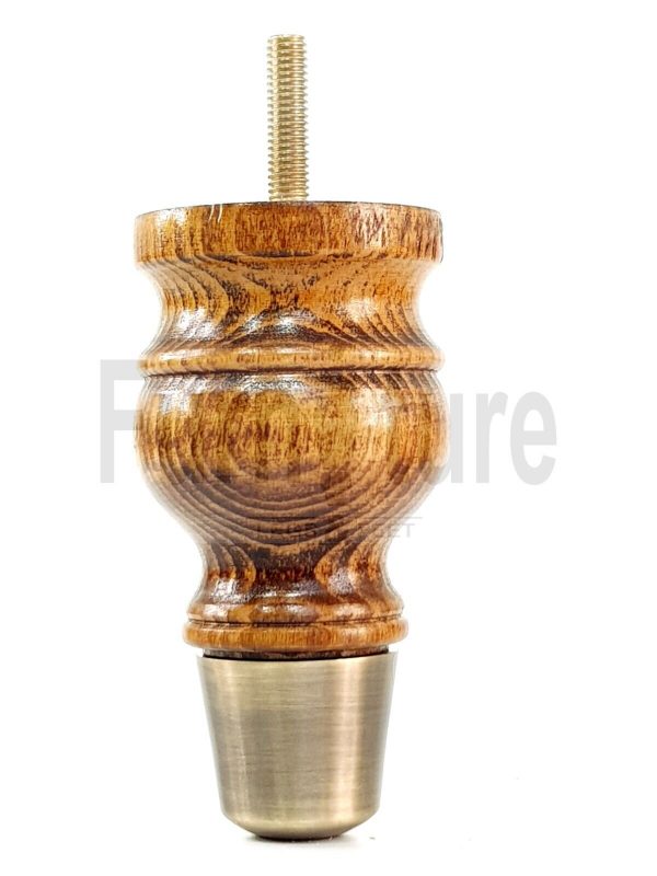 4x Turned Wood Furniture Feet Brass Slipper Cup M8 Chair Sofa Settee Legs 110mm - Image 16