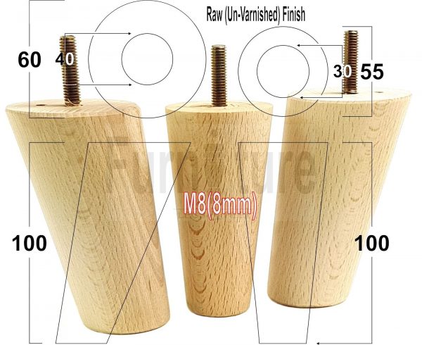 4x Turned Wood Furniture Settee Leg M8 Replacement Feet Chairs Stools Sofa 100mm - Image 27
