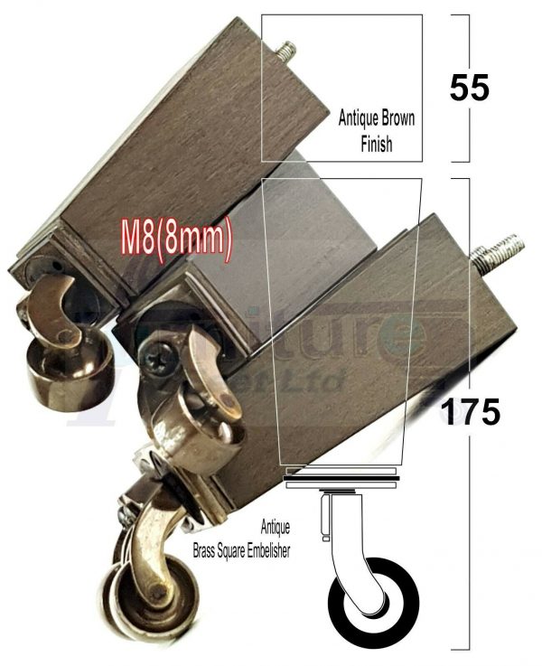 4x Wooden Square Furniture Chair Legs M8(8mm) Replacement Sofa Castor Feet 175mm 7 Inch High - Image 15