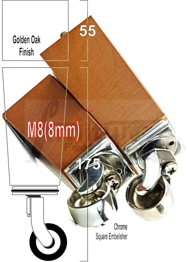 4x Wooden Square Furniture Chair Legs M8(8mm) Replacement Sofa Castor Feet 175mm 7 Inch High - Image 29