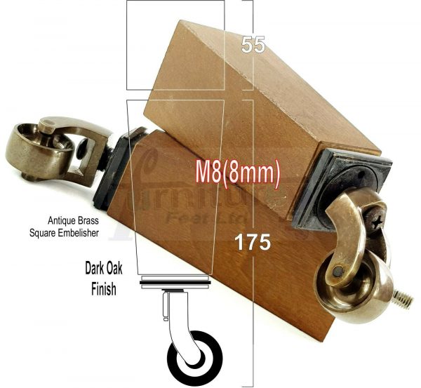 4x Wooden Square Furniture Chair Legs M8(8mm) Replacement Sofa Castor Feet 175mm 7 Inch High - Image 24