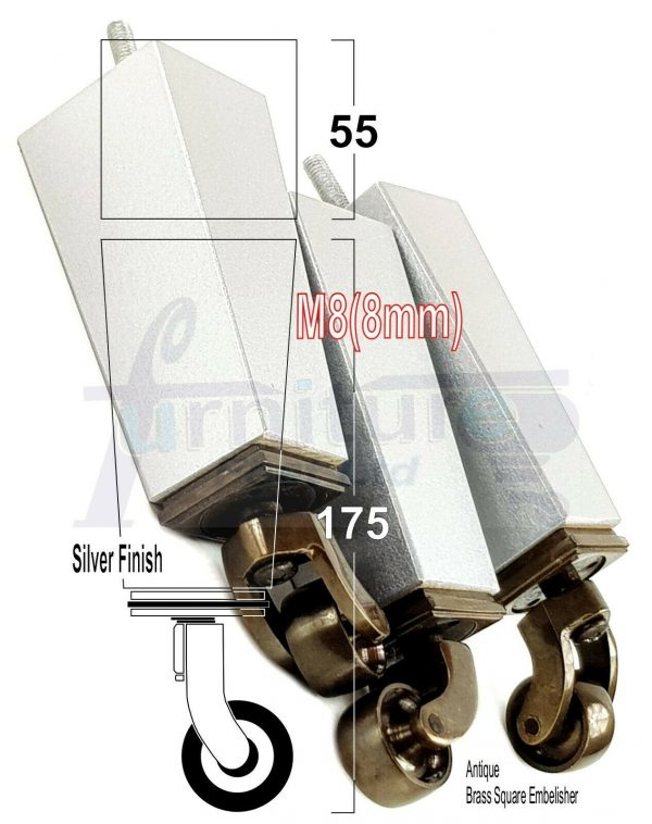 4x Wooden Square Furniture Chair Legs M8(8mm) Replacement Sofa Castor Feet 175mm 7 Inch High - Image 48