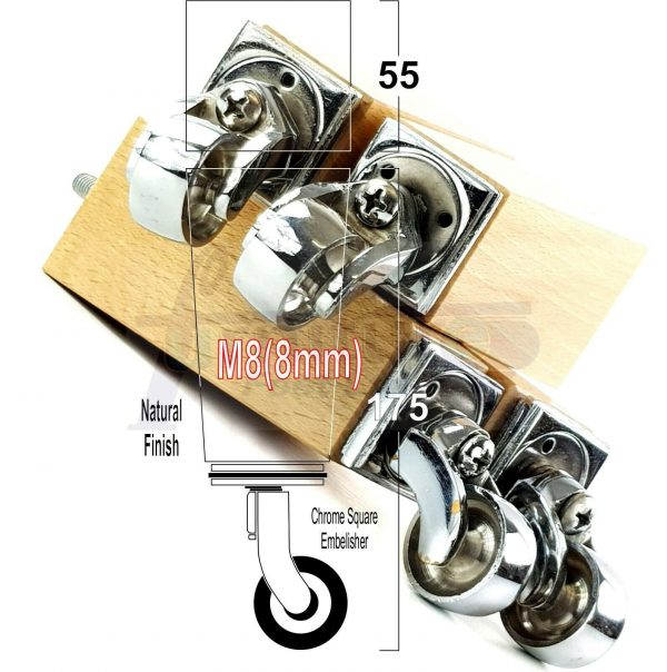 4x Wooden Square Furniture Chair Legs M8(8mm) Replacement Sofa Castor Feet 175mm 7 Inch High - Image 41