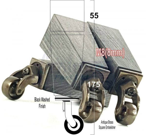 4x Wooden Square Furniture Chair Legs M8(8mm) Replacement Sofa Castor Feet 175mm 7 Inch High - Image 21