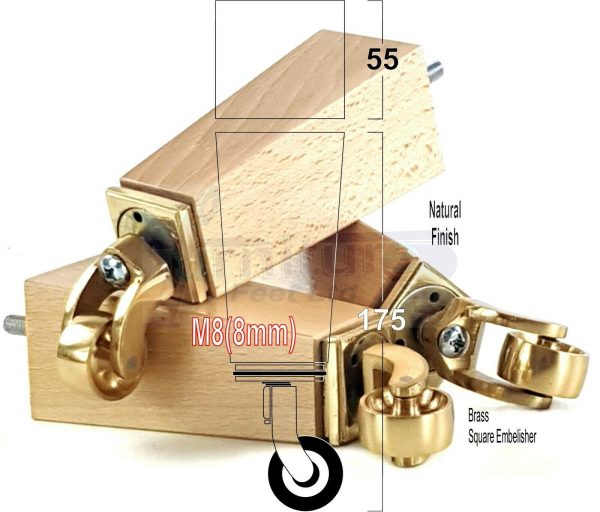 4x Wooden Square Furniture Chair Legs M8(8mm) Replacement Sofa Castor Feet 175mm 7 Inch High - Image 40