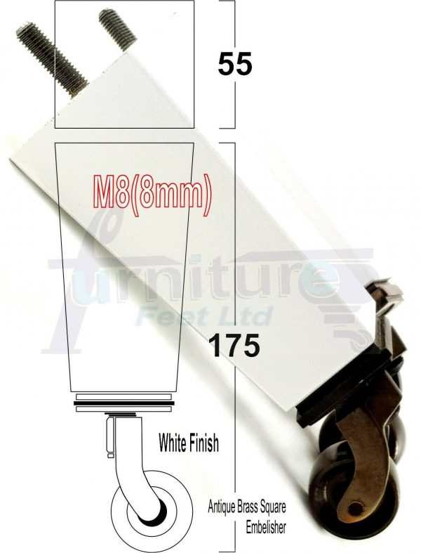 4x Wooden Square Furniture Chair Legs M8(8mm) Replacement Sofa Castor Feet 175mm 7 Inch High - Image 54