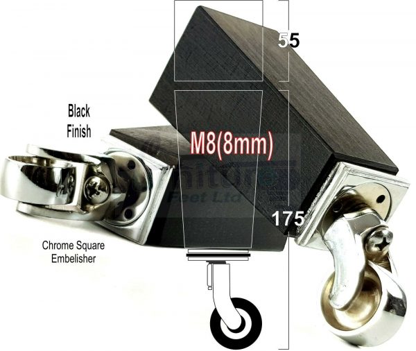 4x Wooden Square Furniture Chair Legs M8(8mm) Replacement Sofa Castor Feet 175mm 7 Inch High - Image 17
