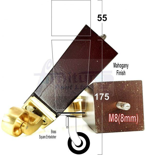 4x Wooden Square Furniture Chair Legs M8(8mm) Replacement Sofa Castor Feet 175mm 7 Inch High - Image 31