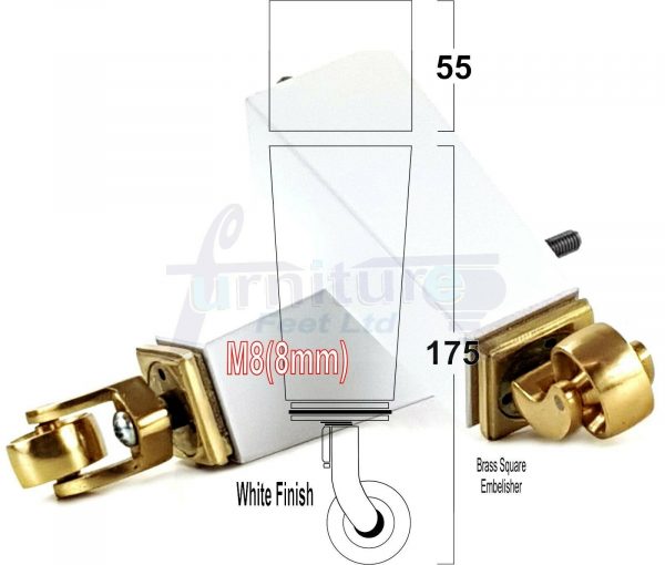 4x Wooden Square Furniture Chair Legs M8(8mm) Replacement Sofa Castor Feet 175mm 7 Inch High - Image 52