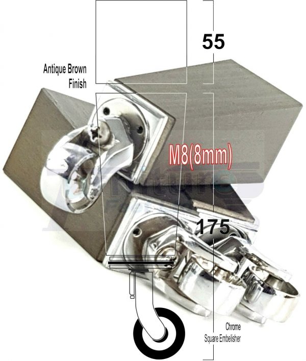 4x Wooden Square Furniture Chair Legs M8(8mm) Replacement Sofa Castor Feet 175mm 7 Inch High - Image 14
