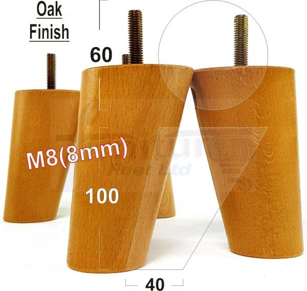4x WOOD FURNITURE CHAIR LEGS M8(8mm) REPLACEMENT SOFA / SETTEE FEET 100mm HIGH - Image 21