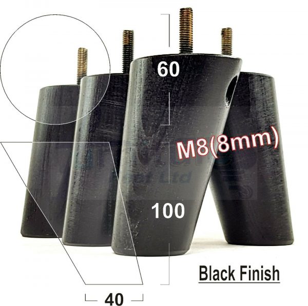 4x WOOD FURNITURE CHAIR LEGS M8(8mm) REPLACEMENT SOFA / SETTEE FEET 100mm HIGH - Image 11