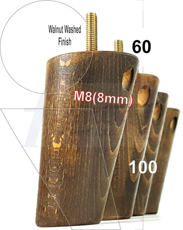 4x WOOD FURNITURE CHAIR LEGS M8(8mm) REPLACEMENT SOFA / SETTEE FEET 100mm HIGH - Image 15