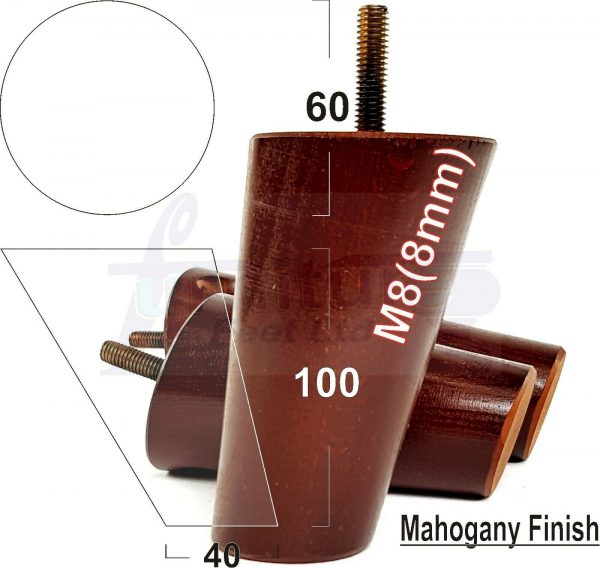 4x WOOD FURNITURE CHAIR LEGS M8(8mm) REPLACEMENT SOFA / SETTEE FEET 100mm HIGH - Image 17